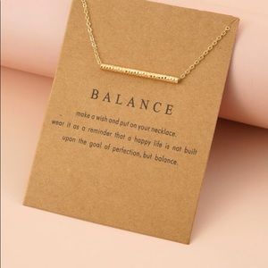 Gold Horizontal Bar Necklace w/Balance Motivational Card
